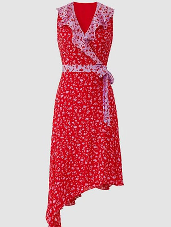 Parker Size 18 Red & Lavender Floral Dress