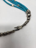 Vintage Turquoise & Silver Metal Heart Necklace