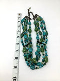 Vintage Green & Blue Beaded Collar Necklace