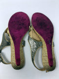 Poetic License Size 9.5 Gold & Pink Snake Print Sandals