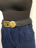 Vintage Marjorie Baer Black Braided Abstract Metal Belt