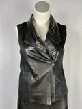 vince. Size L (12)  Black Leather Linen Moto Vest