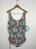 Swim Solutions Size 18W Turquoise & Red Floral Swimsuit NWT