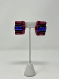 Vintage Pink & Purple Dichroic Glass Abstract Post Earrings