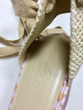 Theodora & Callum Size 40 (9/9.5) Pink & Tan Wedge Sandals NWOB