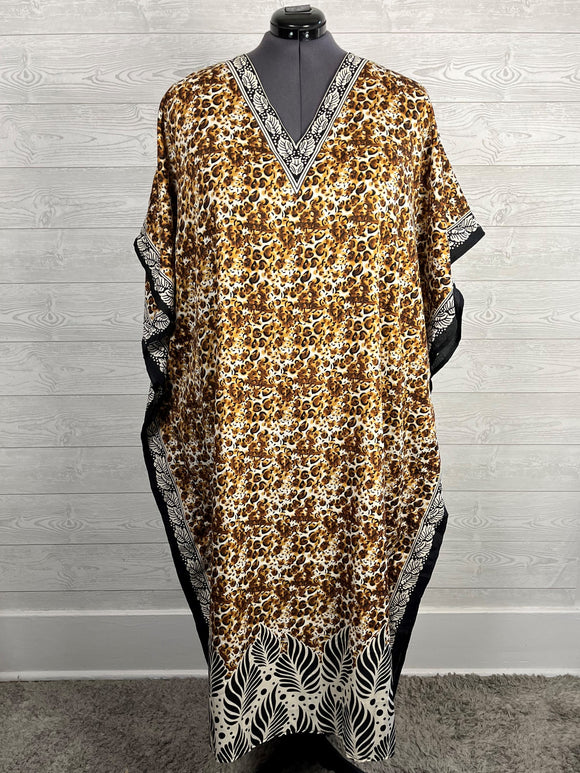 Styled by Saybury Size Open Brown & Black Animal Print Caftan NWT