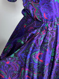 Vintage SL Fashions Size 14/16 Purple & Green Paisley Dress NWT