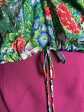 Vintage Diane Freis Size 12/14 Green & Blue Floral Blouse
