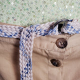 Vintage Cream & Blue Braided Woven Belt