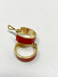 Vintage Monet Red & Gold Hoop Earrings