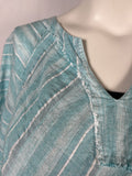 Nic + Zoe Size 1X (18) Aqua & White Striped Shirt