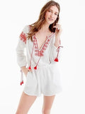 J. Crew Size XL (16) White & Red Embroidered Romper