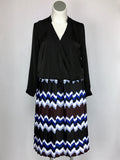 eloquii Size 18W Black & Blue Chevron Stripe Skirt