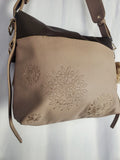 desigual Beige & Taupe Faux Leather Floral Shoulder Handbag