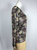 Vintage Susan Burrowes Size 14/16 Black & Lavender Floral Top