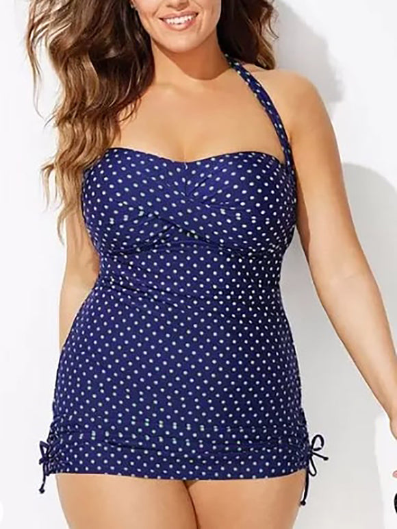 Swimsuits for All Size 16 Blue & Green Polka Dot Swimsuit NWT