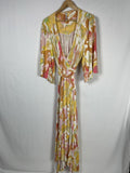 Melissa McCarthy 77 Size 1X (18) Yellow & Orange Ikat Wrap Dress