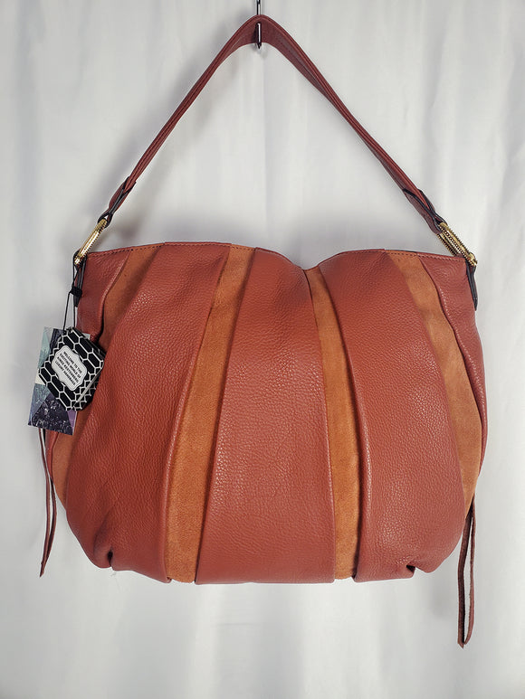 Aimee Kestenberg Terracotta Leather Paneled Shoulder Handbag NWT