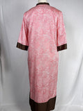 Vintage I. Magnin Size L (14) White & Coral Abstract Waves Caftan