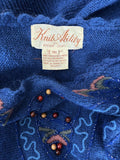 Vintage Knit Ability by Brenda Lewis Size 16W Blue & Brown Skirt Set