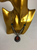 Betsey Johnson Black & Gold Brass Rhinestone Pendant Necklace NWT