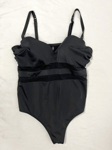 Torrid Size 3 (22/24) Black Mesh Stripe Swimsuit