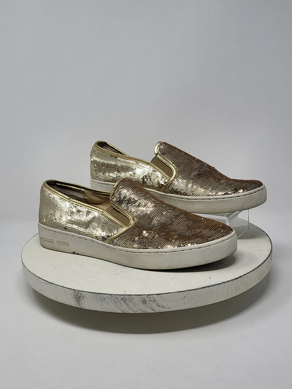 Michael Kors Size 8 Gold Sequins Loafer Sneakers