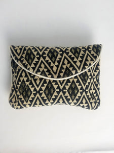 Dansk Smykkekunst Cream & Charcoal Cotton Clutch NWT