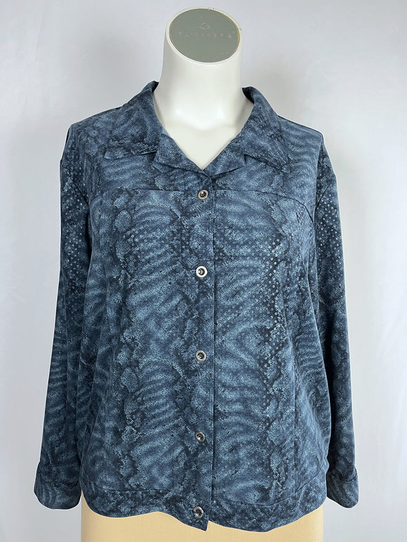 Vintage Cervelle Size 18 Blue & Silver Snake Print & Dots Jacket