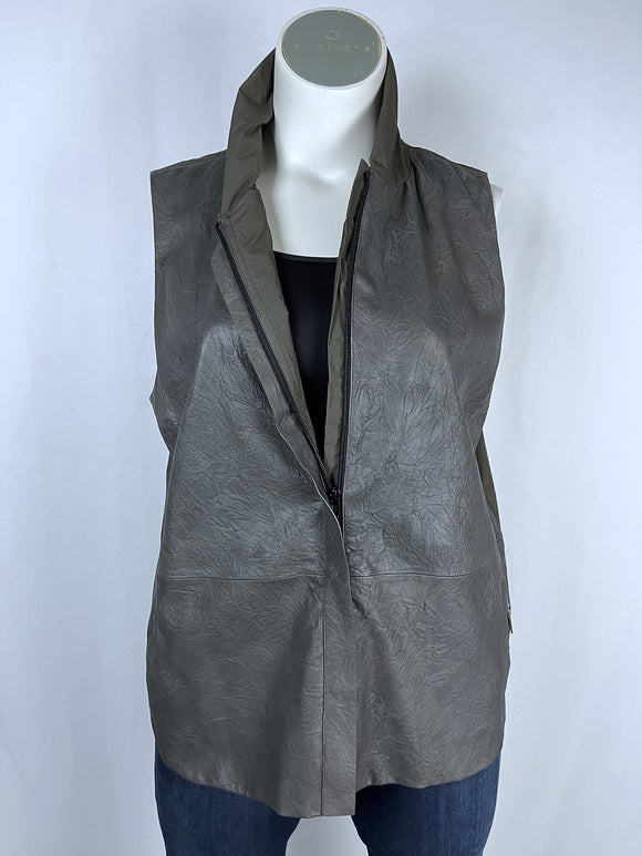 Lafayette 148 NY Size XL (16) Olive & Gray Crinkle Vest
