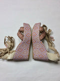 Theodora & Callum Size 40 (9/9.5) Pink & Tan Wedge Sandals NWOB